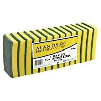 Estropajo de fibra verde profesional extra fuerte con esponja 15x10 cm. CAJA 42 UNIDADES
